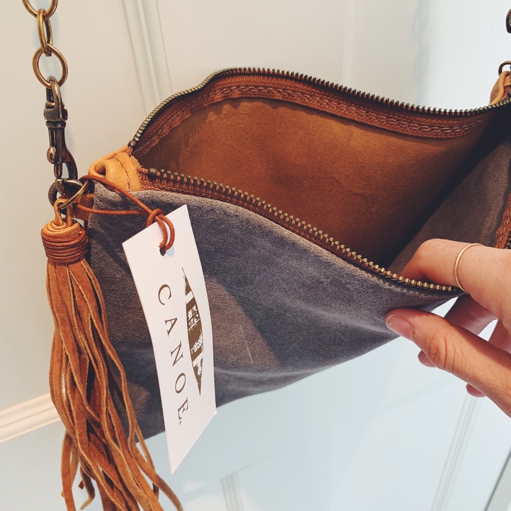 NWT Canoe leather and suede bag
